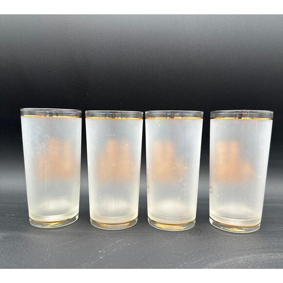Vintage Culver Gold Clipper Ships Frosted Highball Glass Set of 4 - Picture 5 of 8
